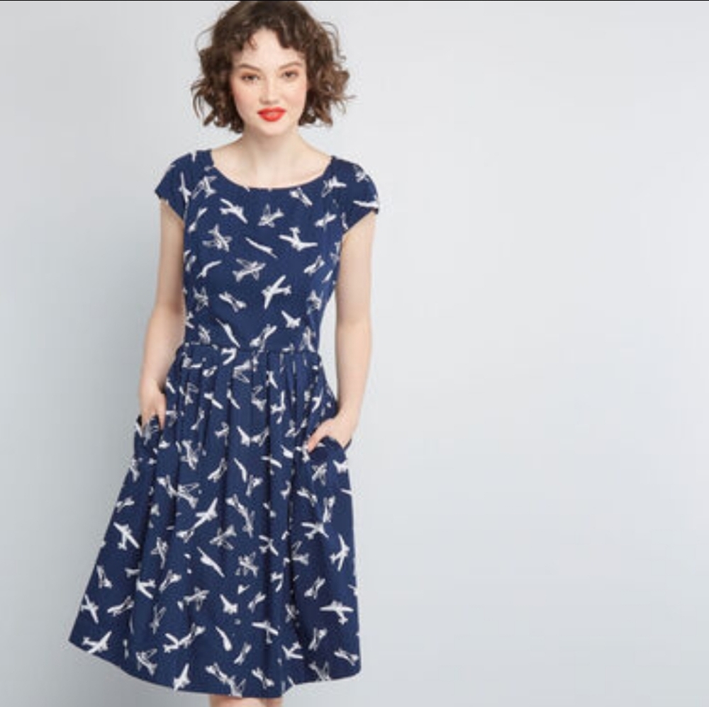 Modcloth blue airplane dress - Picture 1 of 9